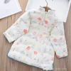 Vestidos de princesa florales de invierno para niñas 2021 niños de longitud media abajo cheongsam estilo chino retro niños Hanfu ropa encantadora para niños S1690