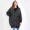 Patchwork Argyle Cotton Coat för kvinnor Hooded Collar Casual Loose Solid Parka Kvinna Mode Kläder Vinter 210524