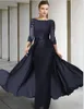 Long Sleeve Chiffon Mother Of The Groom Dresses Plus Size O Neck Formal Lace Evening Wedding Party Prom Guests Gowns