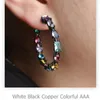 Boucles d'oreilles à Clip en cuivre blanc et noir, zircone cubique colorée, bijoux à la mode, cadeau de fête de mariage pour femmes