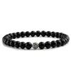 6mm Natural Stone Beads Bracelets Charm Black Pave Ball Men Handmade Strand Bracelet Couple Bangles Jewelry