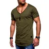 Os tops dos homens t-shirt chegaram profundo V Neck Manga Curta Homens Camiseta Slim Fit T-shirt Homens Skinny Casual Verão Tshirt Camisetas Tamanho 3xl G1222