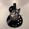 Acoustic Guitar Art Instrument Home Interior Decor Vinyl Record Wall Clock Rock n Roll Musical Gift 210325