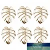 6Pcs/Set Tropical Gold Leaf Napkin Rings for Wedding Party Napkin Holder Metal Circ Napkin Buckle Holiday Table Decoration Gift Factory price expert design Quality