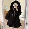 DeePOwn Kawaii Hoodie Inverno Oversized Moda Coelho Orelhas Suéter das Mulheres Manga Longa Bonitos Tops Quentes Zip Up Hoodies 211104