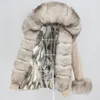 Femmes fausse fourrure OFTBUY 2021 imperméable Parka vrai manteau naturel raton laveur col capuche hiver veste femmes vêtements d'extérieur détachable