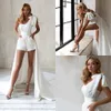 Jumpsuit Wedding Dress Satin One Shoulder Sequined Bridal Gowns High Low Brides Dresses With Pockets Custom Made2717