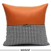 30x50/45/50cm Luxury Orange Pu Leather Cushion Cover Pillowcase Waist Pillow Black White Houndstooth Cushion/Decorative