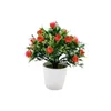 ZR- Künstliche Blumensimulation, grüne Pflanze, Bonsai, Hochzeit, Heimtextilien, Topfpflanze, roter getrockneter Lotus, dekorativer Blumenkranz
