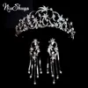 Niushuya Romantische meteoorster Crystal Wedding Tiara Crown Bride Rhinestone Hoofdband sieraden Haaraccessoires Clips Barrettes