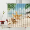 Cortinas de ducha paisaje de playa juego de cortinas sol estrella de mar botella de los deseos flor hogar baño bañera decoración poliéster