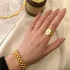 Hiphop Adjustable 18k Gold Plated AAA Zircon A-Z Letter Ring Watchband Square Statement Initial Rings For Women