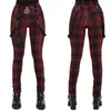 Kadınlar Ekose Pantolon Yüksek Bel Gotik Punk Pant Pantolon Yaz Sokak Giyim Kadın Moda Fermuarı Y2K Uzun Dipleri Pantolon 220211