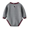 Baby Bodysuits Clothes Autumn Casual Grey Knitted Newborn Infant Jumpsuits for Toddler Boys Girls Onesie Winter Children Outfits