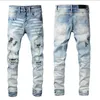 Designer Jeans för män Star High Elastics Distressed Ripped Slim Fit Motorcycle Biker Denim For Herrmode Svarta Byxor#027