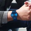 reloj hombre CRRJU Top Marque De Luxe Bleu Montres Étanches Mince Élégant Date Casual Montre À Quartz Hommes Sport Mesh Bracelet Horloge 210517
