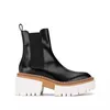 2021 Stijl Schapenvacht Lederen Cowskin Platform Enkellaarzen Booties Casual Party Jurk Schoenen Ronde Teen 6.5cm Hakken Mix Kleur Zwart Wit Maat 34-43