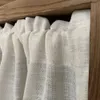 Estilo nórdico Sólido de algodão branco tecido de linho cortina curta para cozinha lace hem vinho armário porta cortina decorativa yb-028 210913
