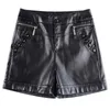 Plus storlek 6xl läder shorts kvinnor höst vinter pu sexig rak slank hög midja kort femme c5663 210714