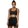 Mulheres Jogger Ternos Plus Size 2x Summer Tracksuits Solid Sportswear Roupas sem mangas T Camisa Top + Shorts Duas peças Set Running Roupas 5175