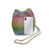 Sac seau pour femme multicolore strass diamant perlé dames mariage pochette sac à main et sac à main sac à bandoulière de luxe