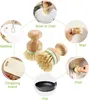 Bamboo Wood Round Mini Palm Scrub Brush Stiff Bristles Wet Cleaning Wash Dishes Pots Pans Vegetables Brushes RRE12698