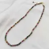 Faceted Tourmaline Necklace Rainbow Multicolor Gemstones Natural Stones Beaded 14K Gold Filled Collier Femme Women BOHO 210721