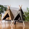 ZK30 Pet Teepee Dog Cat Bed Lona blanca Linda casa-Carpas lavables portátiles para gato Cachorro Gatito 211111