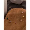 Collier de créateur bijoux de luxe coeur exquis zircon cubique coloré pour les femmes en acier inoxydable chaîne délicate bijoux ete 2021 cadeau