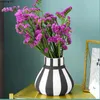 Vases European Ceramic Vase Black And White Striped Flower Arrangement Living Room Dining Table Crafts Hydroponic Home Decoration