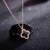 Wholale Ladi Clover Shell Hanger Stainls Steel Rose Gold Women Necklace1012971