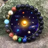 Brins Huit Planètes Perle Bracelet Hommes Pierre Naturelle Univers Yoga Solaire Chakra Bracelets pour Femmes Bijoux Cadeaux De Noël