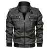 Männer Lederjacke Motorjacke Herren Mode Kleidung Stehkragen Smart Motorrad Mantel Reißverschluss Slim Fit Street Wear Plus Größe P0813