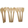 Juego de 8 utensilios de cocina de bambú, utensilios de cocina, cuchara fácil de madera Natural saludable, espátula, tenedor, mezcla de cocina, utensilios de cocina Y04