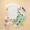 Summer Dzieci Zestawy Casual Krótki Rękaw O Neck Print Owoce Pajaciki Patchwork Spodnie Cute 2szt Girls Boy Ubrania Zestaw 0-2t 210629