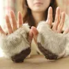 Gants sans doigts Mism Fashion Femmes Hiver Solide Chaud Femme Coton Coton Ticking Hairy Doigt Mitaines Haute Qualité