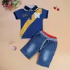 Casual baby boys kläder kostymer barn t-shirt + shorts jeans 2-stycken kläder set barn tee shirts panties pojke outfits 210326
