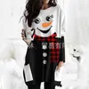 Snowman Long Rleeves Tops Matters Cute Pocket Plus Size Damskie Długie moda drukarnia T Shirt Christmas 24lh K2