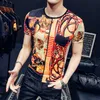 Vintage Gold Print T-shirt Men's Streetwear Fashion Luxury Short-sleeved T-shirt Summer Casual slim fit O-neck Tops Tees 210527