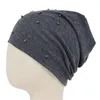 Beanie/Skull Caps Brand Pearls Rhinestones Beanies For Women Autumn Cotton Soft Warm Slouchy Hat Ladies Skullies&Beanies Drop Oliv22