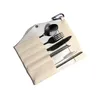 Rostfritt stål bestick bärbara bestick set ätpinnar sked gaffel återanvändbar halm dinnerware PU läderväska för resor