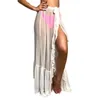 Gonne Donne sexy Mesh Sheer Beach Bikini Cover Up Protezione solare Gonna avvolgente Ruffles Pois Vita alta Split sciolto lungo