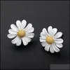 Dangle Lustre Boucles D'oreilles Bijoux Dangles Style Coréen Mignonne Petite Marguerite Fleur Étude Pour Femmes Filles Douce Explication Asymétrique Earrin