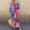 女性のドレス長袖マキシイブニングパーティービーチボハプリントファッションセールレディースルーズサンドレスプラスサイズ210522