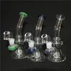 Glas Hookahs Färg Downtem Perc Bubbler Ash Catcher Comb Dabber Heady Rig Rewycler Bong Vattenrör med 14mm led