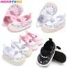 Princess embroidery bow First walkers baby Toddler Cotton fabric Baby moccasins girls Mary jane Hard sole Shoes 210713
