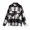 Dames surdimensionné automne hiver Plaid veste femmes manteau décontracté Vintage poche haute qualité chaud pardessus manteaux femmes hauts 211014