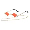 Sunglasses Fashion Designer Women Men Metal Frame Luxury Diamond Shaped With Chain Sun Glasses UV400285Q