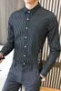 Camicia a righe da uomo manica lunga slim fit casual camicie eleganti coreano streetwear social night club party blusa camisa masculina 210527