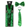 Aldult Sequin Suspenders Bow Tie necktie Set woman Men Braces Elastic Suspender with BowTie Fashion Belt Strap Clip